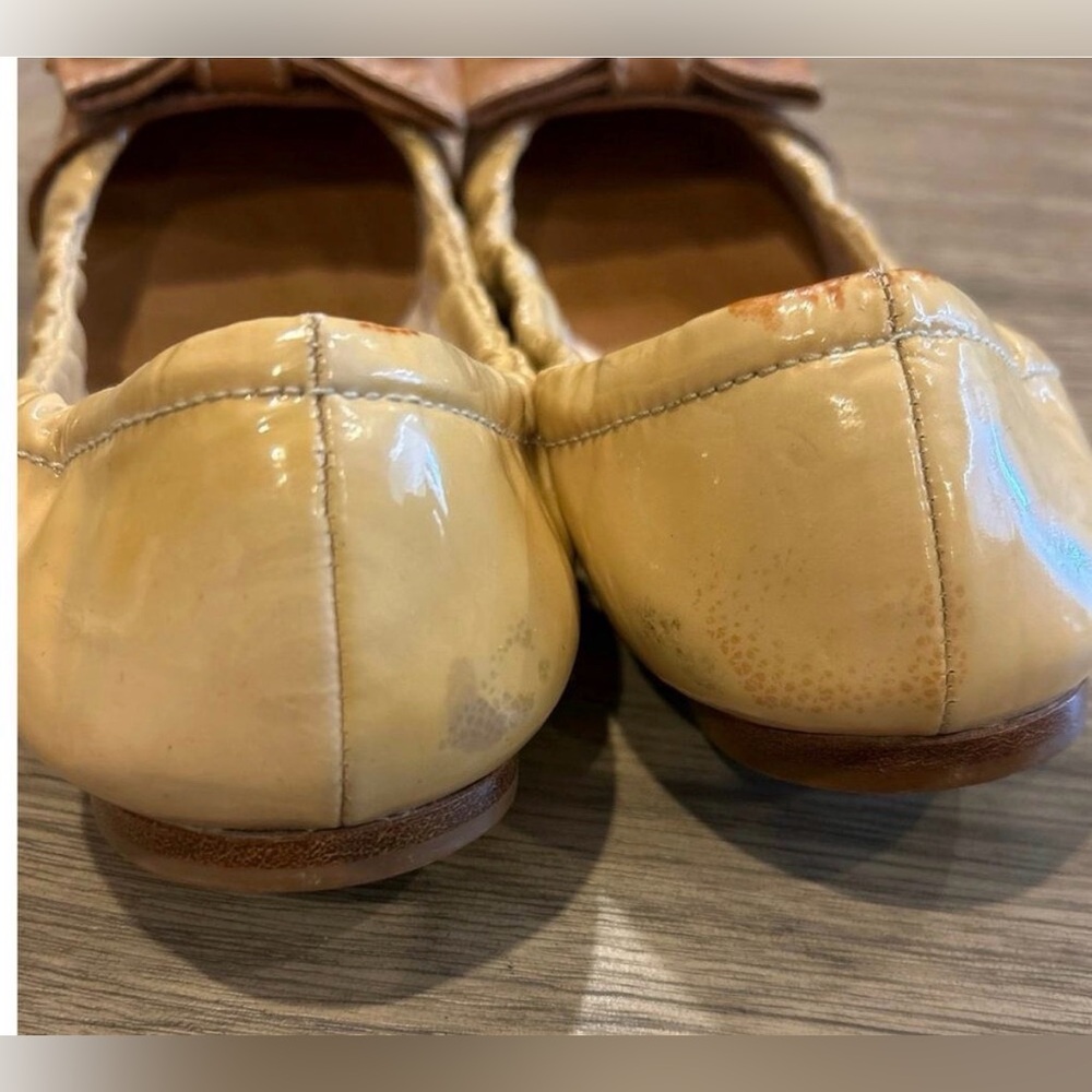 Prada Women's Yellow and Brown Flats with Bow- size 39.5 - Picture 7 of 10